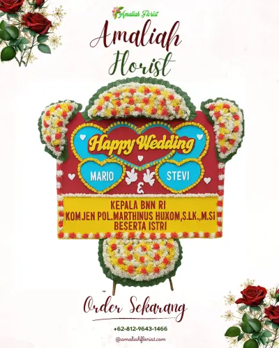 Karangan Papan Bunga Pernikahan di Tegaltirto